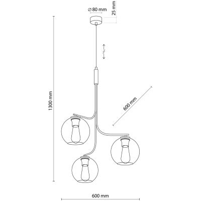 TK Lighting Cesar lampa wisząca 3x15W czarna/przydymiona 5726