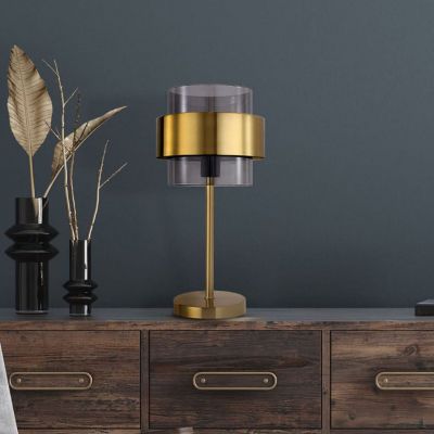 Light Prestige Miele lampa stołowa 1x40W złota/przydymiona LP-866/1TSM/GD