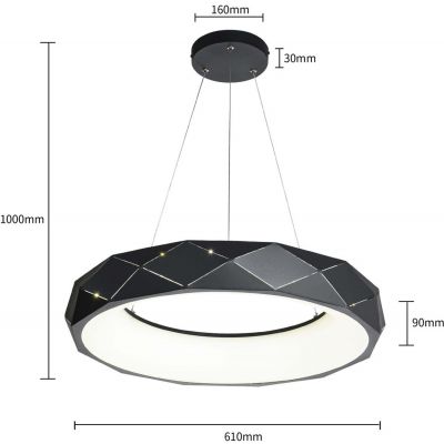 Light Prestige Reus lampa wisząca 1x36W LED czarna LP-8069/1PLEDBK