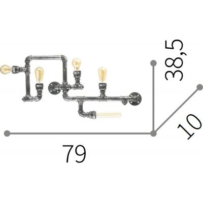 Ideal Lux Plumber lampa podsufitowa 5x42W antyczna czerń 175324