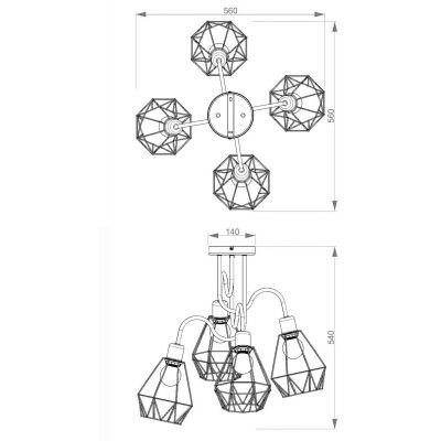 Luminex Bergen lampa podsufitowa 4x60 W czarna 0310