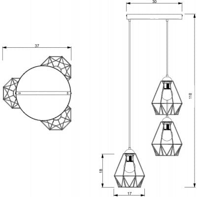 Luminex Bergen lampa wisząca 3x60 W czarna 0606