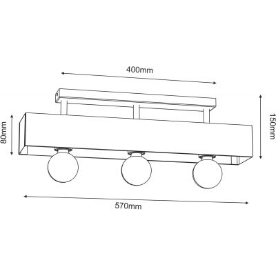 Luminex Miluza lampa podsufitowa 3x15W czarny/drewno 1634