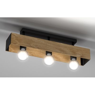 Luminex Miluza lampa podsufitowa 3x15W czarny/drewno 1634