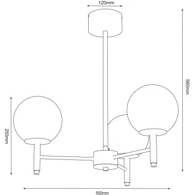 Luminex Awinion lampa wisząca 3x15 W biała-czarna 1653