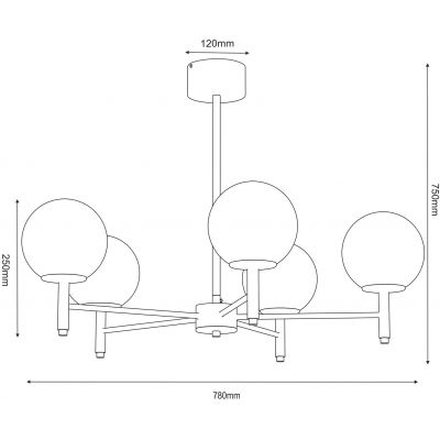 Luminex Awinion lampa wisząca 6x15 W biała-czarna 1654