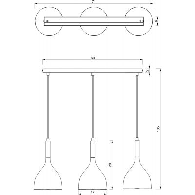 Luminex Noak lampa wisząca 3x60W czarny/złoty 3891