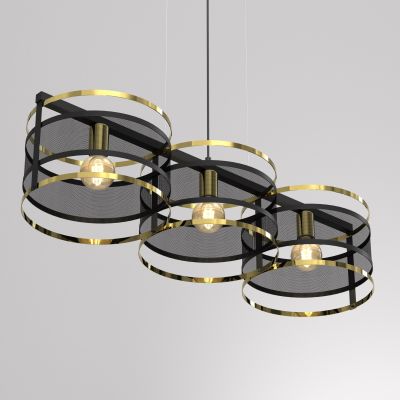 Luminex Rim lampa wisząca 3x60W czarny/złoty 3904