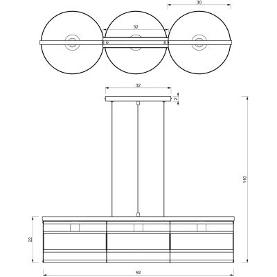 Luminex Rim lampa wisząca 3x60W czarny/złoty 3904