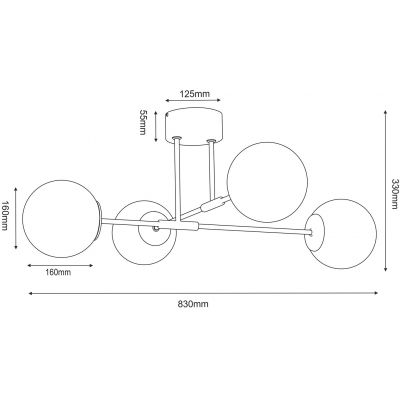 Luminex Glame lampa podsufitowa 4x15 W biała-czarna 4273