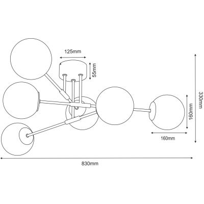 Luminex Glame lampa podsufitowa 6x15 W biała-czarna 4274