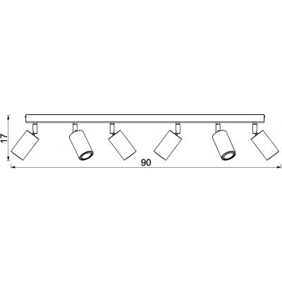 Luminex Nisse lampa podsufitowa 6x8 W czarna-drewno 7053
