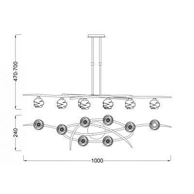 Mantra Loop lampa podsufitowa 8x5W biała/mosiądz antyczny 1820