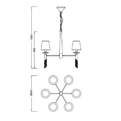 Mantra Tiffany lampa wisząca 6x20W/6x5W mosiądz antyczny/brązowa 3871