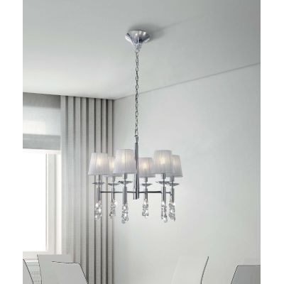 Mantra Tiffany lampa wisząca 6x20W/6x5W chrom/biała 3851