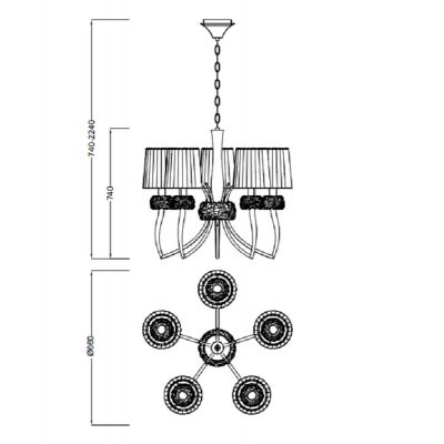 Mantra Loewe lampa wisząca 5x20W antyczny mosiądz/biała 4731