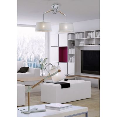 Mantra Nordica lampa biurkowa 1x23W biały/drewno 4922