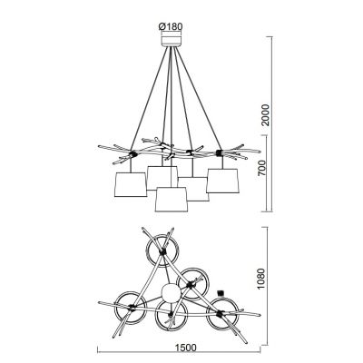 Mantra Sabina lampa wisząca 5x20W drewno 6175