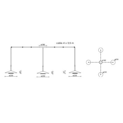 Mantra Orion lampa wisząca 4x8 W czarna-mosiądz 7307