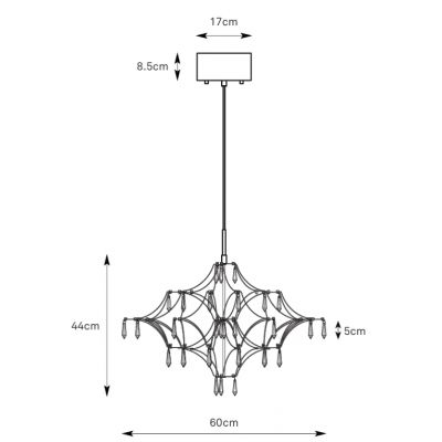 Markslöjd Efesos lampa wisząca 33x14 W stal-przezroczysta 108869