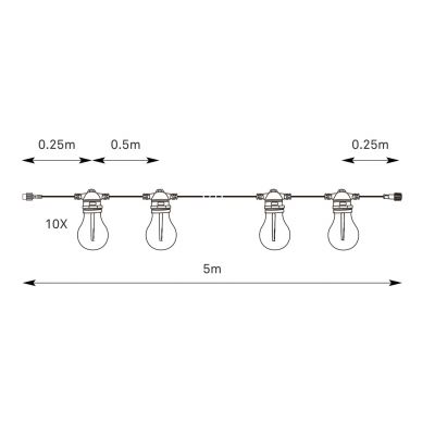Markslöjd Link girlanda zewnętrzna 10x2,5 W czarna 108903