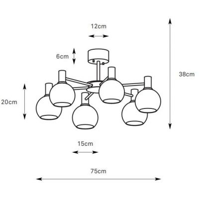 Markslöjd Ambra lampa podsufitowa 6x40 W mosiądz-bursztynowa 109152