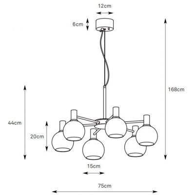 Markslöjd Ambra lampa wisząca 6x40 W mosiądz-bursztynowa 109153