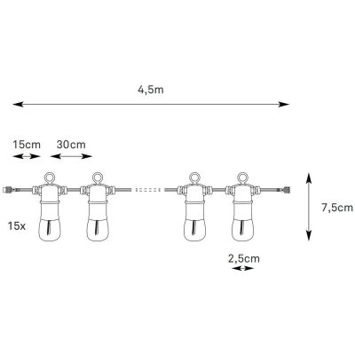 Markslöjd Vibe Extra girlanda zewnętrzna 15x2,7 W czarny-przezroczysta 109235