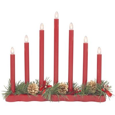 Markslöjd Hol lampa stołowa - świecznik świąteczny 7x0.06W czerwony/biały 704018