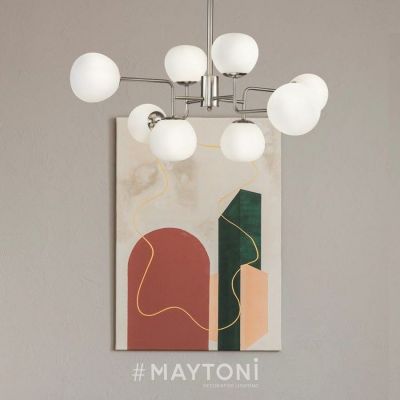 Maytoni Erich lampa podsufitowa 8x40W biała/srebrna MOD221-PL-08-N