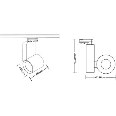 Milagro Ojo lampa do szynoprzewodów 1x25 W biały ML1106