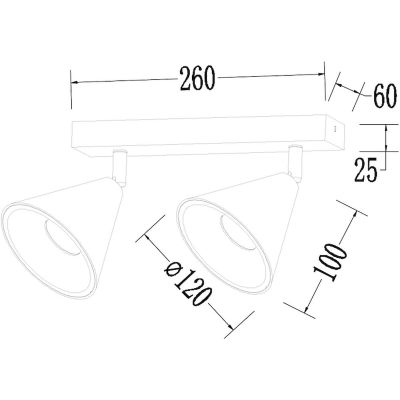 Milagro Cone lampa podsufitowa 2x10 W czarna-złota ML1121