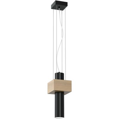 Milagro West Black lampa wisząca 1x8W czarno/drewniana MLP5509