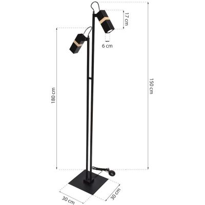 Milagro Vidar Black lampa stojąca 2x8W czarno/drewniana MLP6104