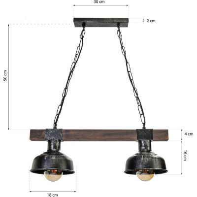 Milagro Faro lampa wisząca 2x60W czarno/drewniana MLP6242