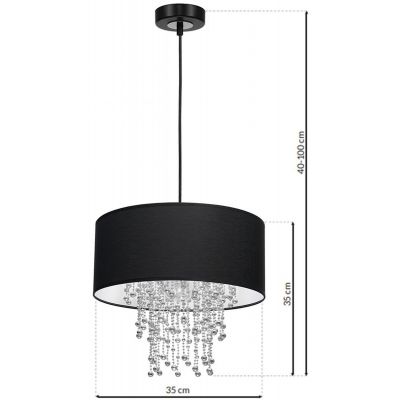 Milagro Almeria lampa wisząca 1x60W czarny/chrom/kryształ MLP6431
