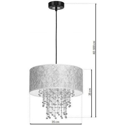 Milagro Almeria lampa wisząca 1x60W czarno/srebrna/chrom/kryształ MLP6436