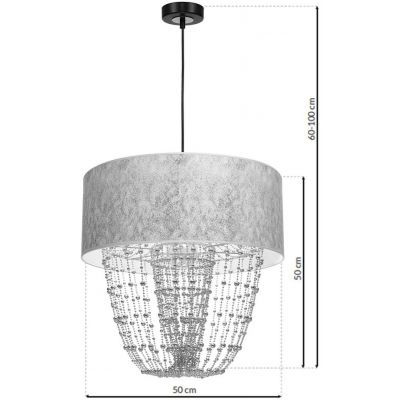 Milagro Almeria lampa wisząca 1x60W czarny/srebrny/chrom/kryształ MLP6437