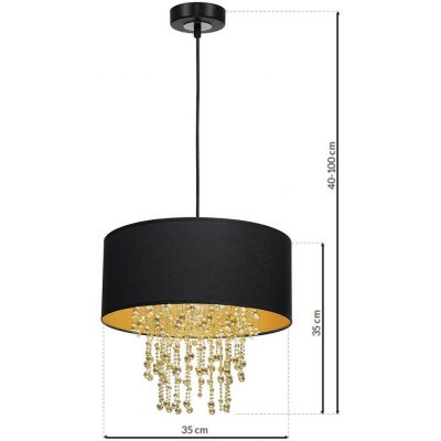 Milagro Almeria lampa wisząca 1x60W czarna/złota/kryształ MLP6441