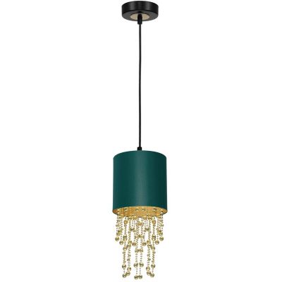 Milagro Almeria lampa wisząca 1x60 W czarna/zieleń butelkowa/złota/kryształ MLP6449