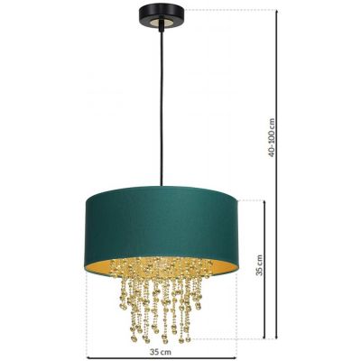 Milagro Almeria lampa wisząca 1x60W czarna/zieleń butelkowa/złota/kryształ MLP6451