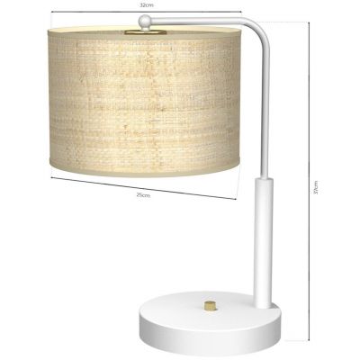 Milagro Marshall lampa stołowa 1x60W rattan/biały MLP7491