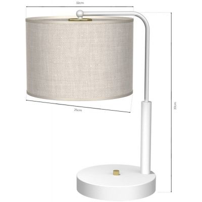 Milagro Lino lampa stołowa 1x60W biała/len MLP7502