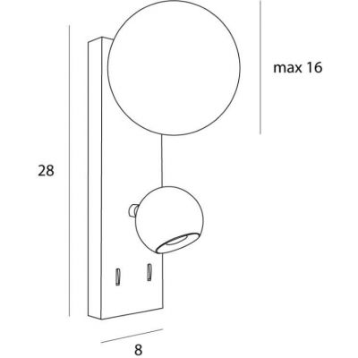 MaxLight Atom kinkiet 2x5 W czarny W0351