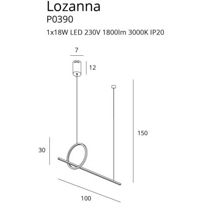 MaxLight Lozanna lampa wisząca 1x18W LED złota P0390