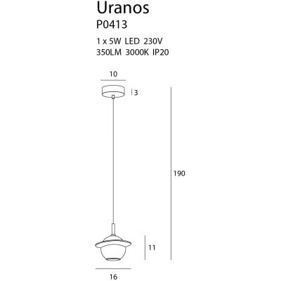 MaxLight Uranos lampa wisząca 1x5W LED biały/złoty P0413