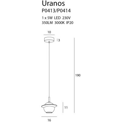 MaxLight Uranos lampa wisząca 1x5W LED czarny/złoty P0414