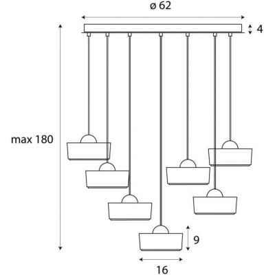 MaxLight Lipari lampa wisząca 7x38 W przezroczysta-złoto szczotkowane P0544