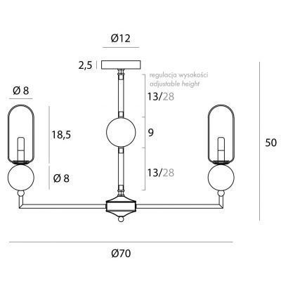 MaxLight Nova lampa wisząca 7x7 W biała-czarna P0632