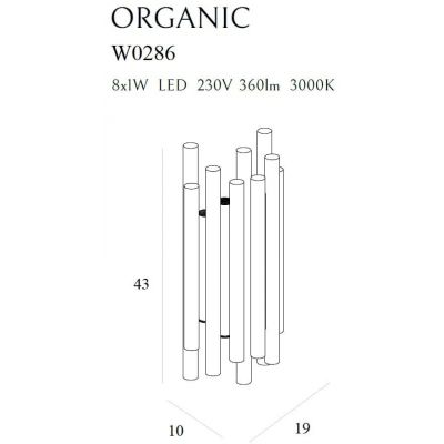 MaxLight Organic Black kinkiet 8x1W LED czarny W0286D